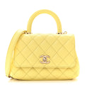 Caviar Quilted Extra Mini Coco Handle Flap Light Yellow