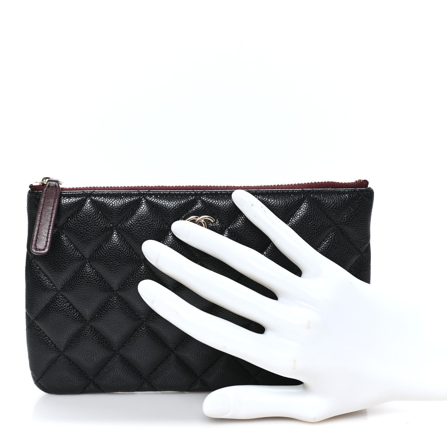 Caviar Quilted Small Zipped Pouch Black
