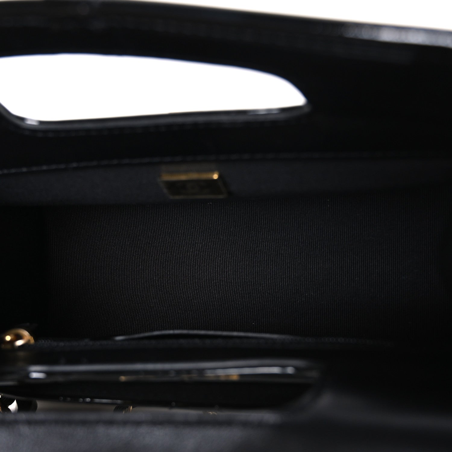 Patent Quilted Mini Graphic Catch Flap Black