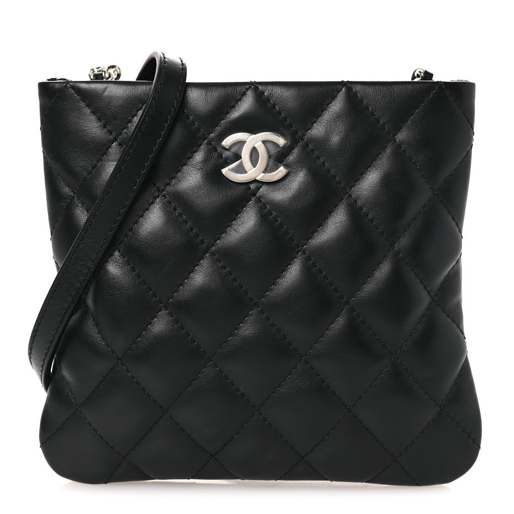 Lambskin Quilted Uniform Crossbody Bag Black