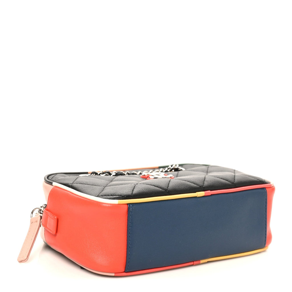 Calfskin Quilted Cuba Camera Bag Black Multicolor