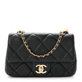 Lambskin Quilted Pearl Small Flap Black