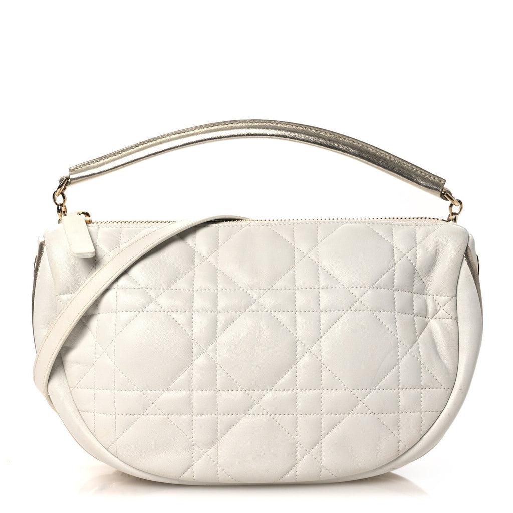 Lambskin Cannage Medium Dior Vibe Hobo Bag Latte
