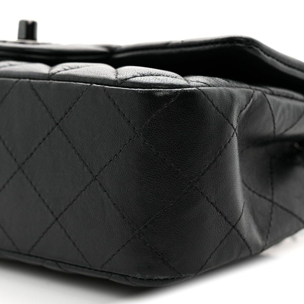 Lambskin Quilted Mini Rectangular Flap So Black