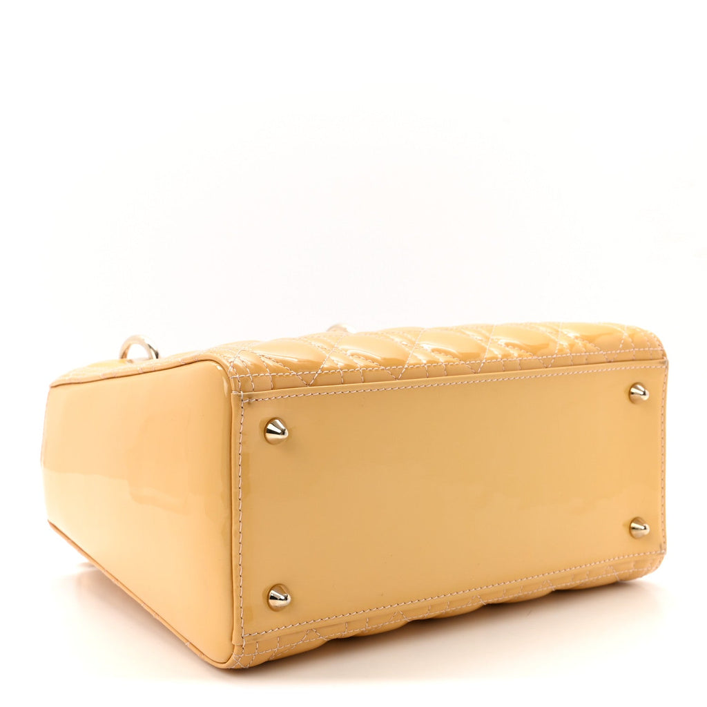 Patent Cannage Medium Lady Dior Beige