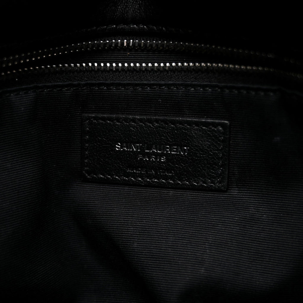 Lambskin Quilted Medium Loulou Puffer Monogram Chain Satchel Black