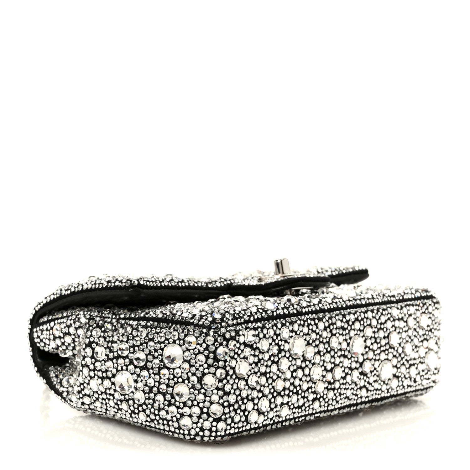 Satin Strass Mini Flap Silvery Black