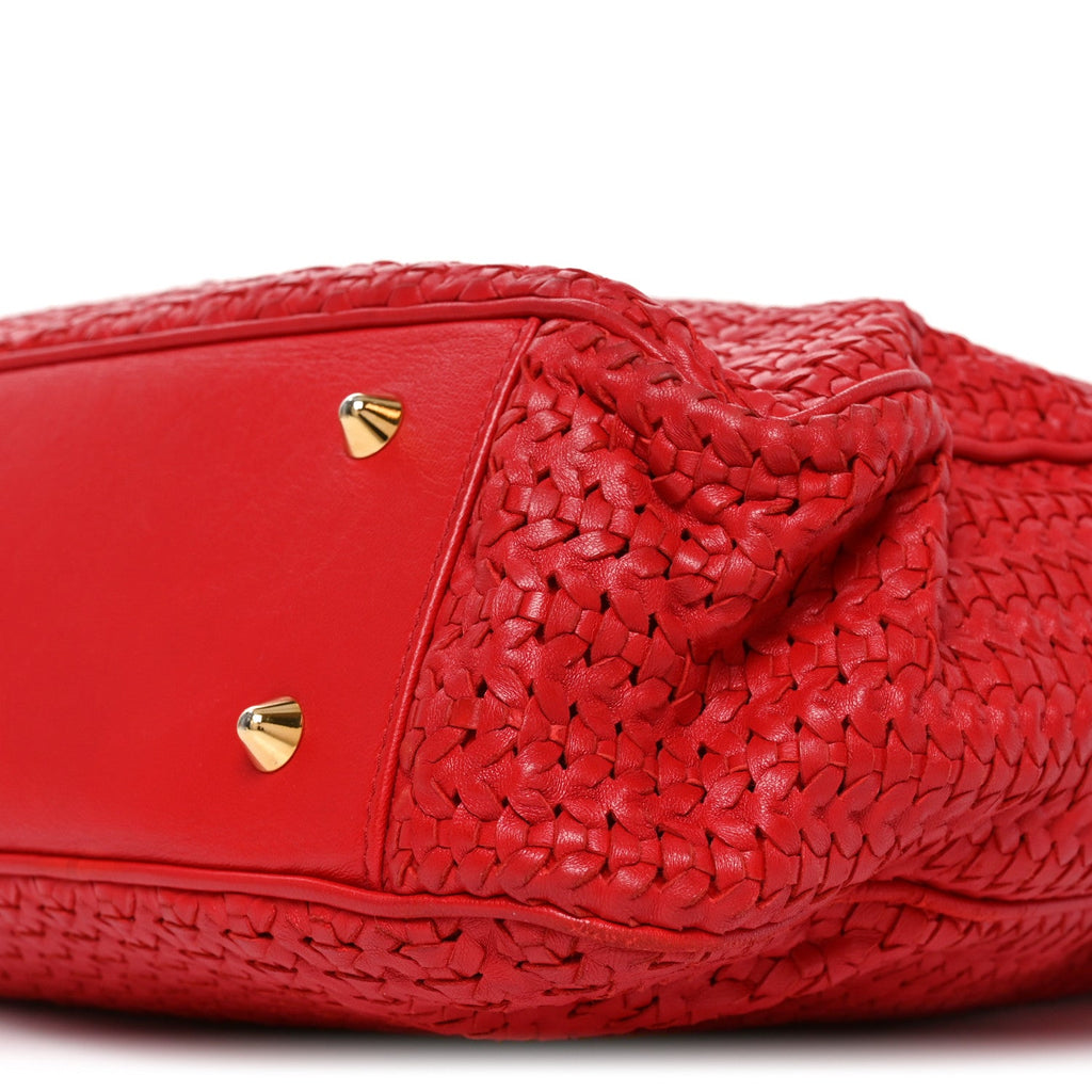Lambskin Woven Large Dior Soft Tote Rouge Moyen