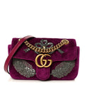 Velvet Matelasse Embroidered Mini GG Marmont Shoulder Bag Bordeaux