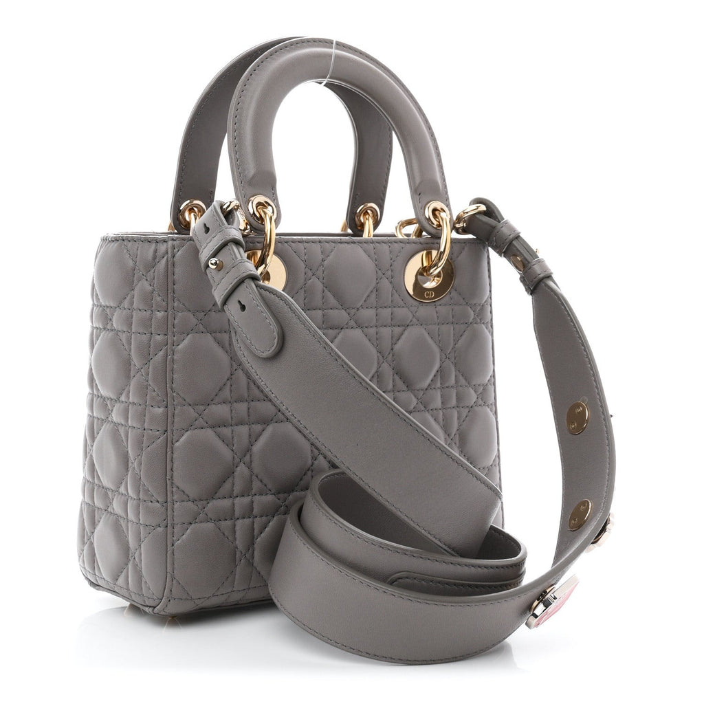 Lambskin Cannage Small Lucky Badges My Lady Dior Grey