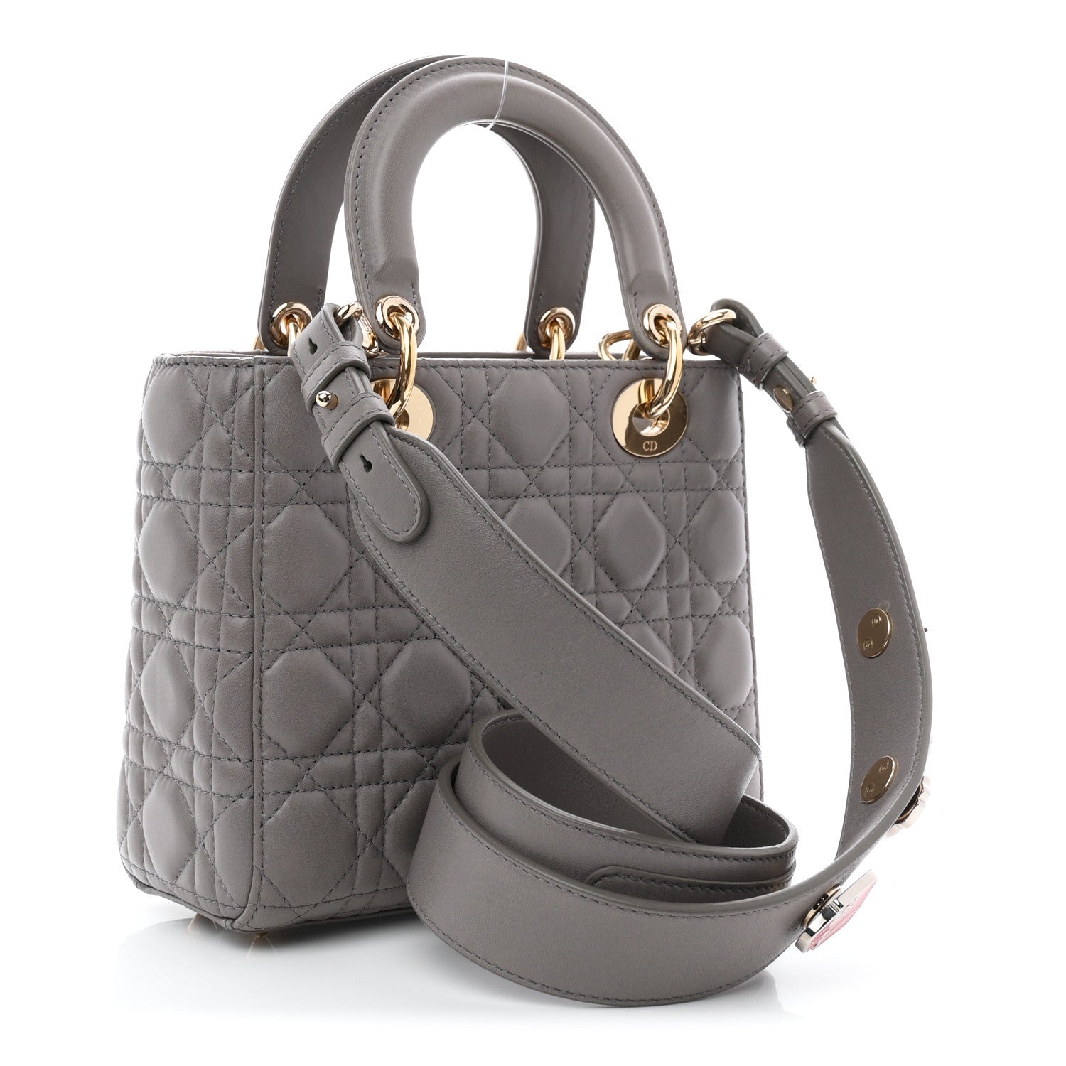 Lambskin Cannage Small Lucky Badges My Lady Dior Grey