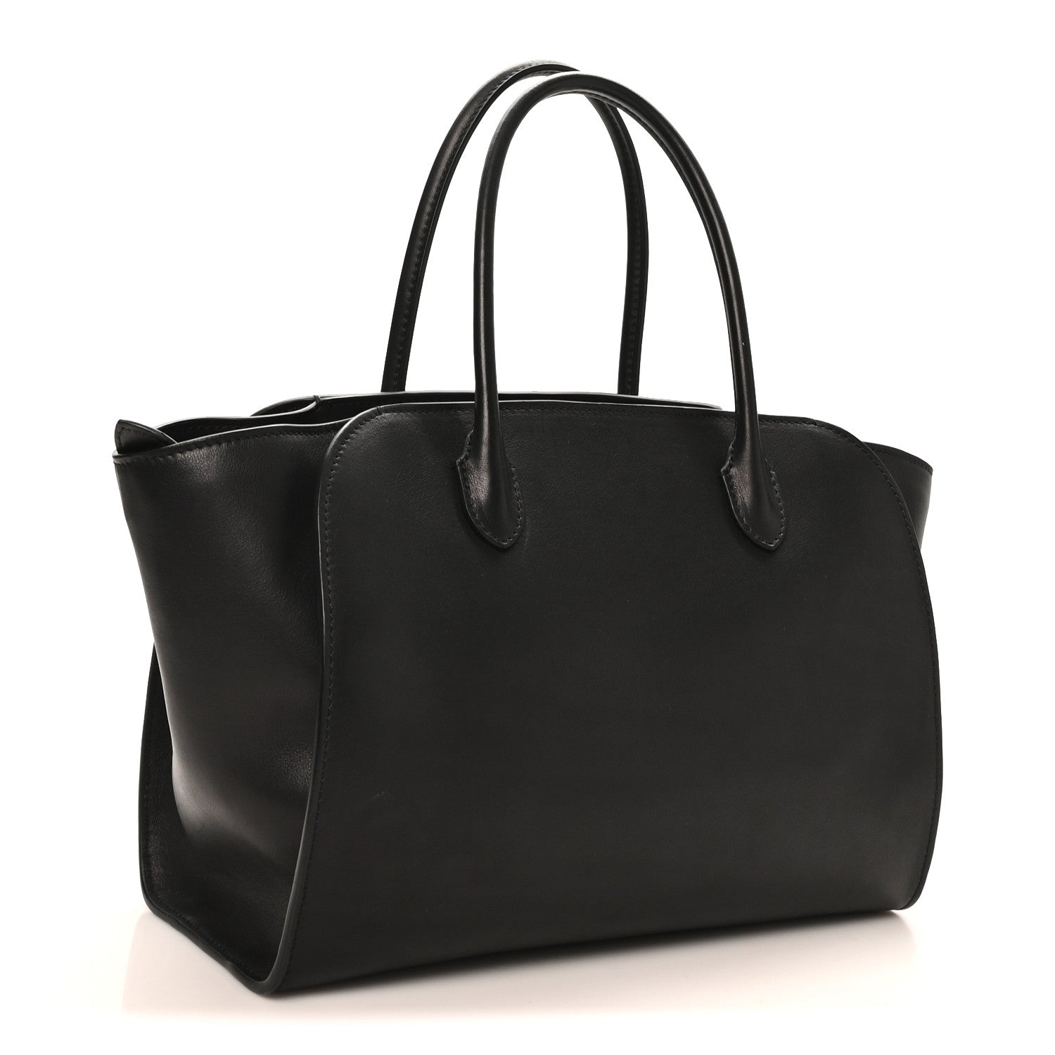 Polished Saddle Calfskin Marlo 12 Tote Bag Black