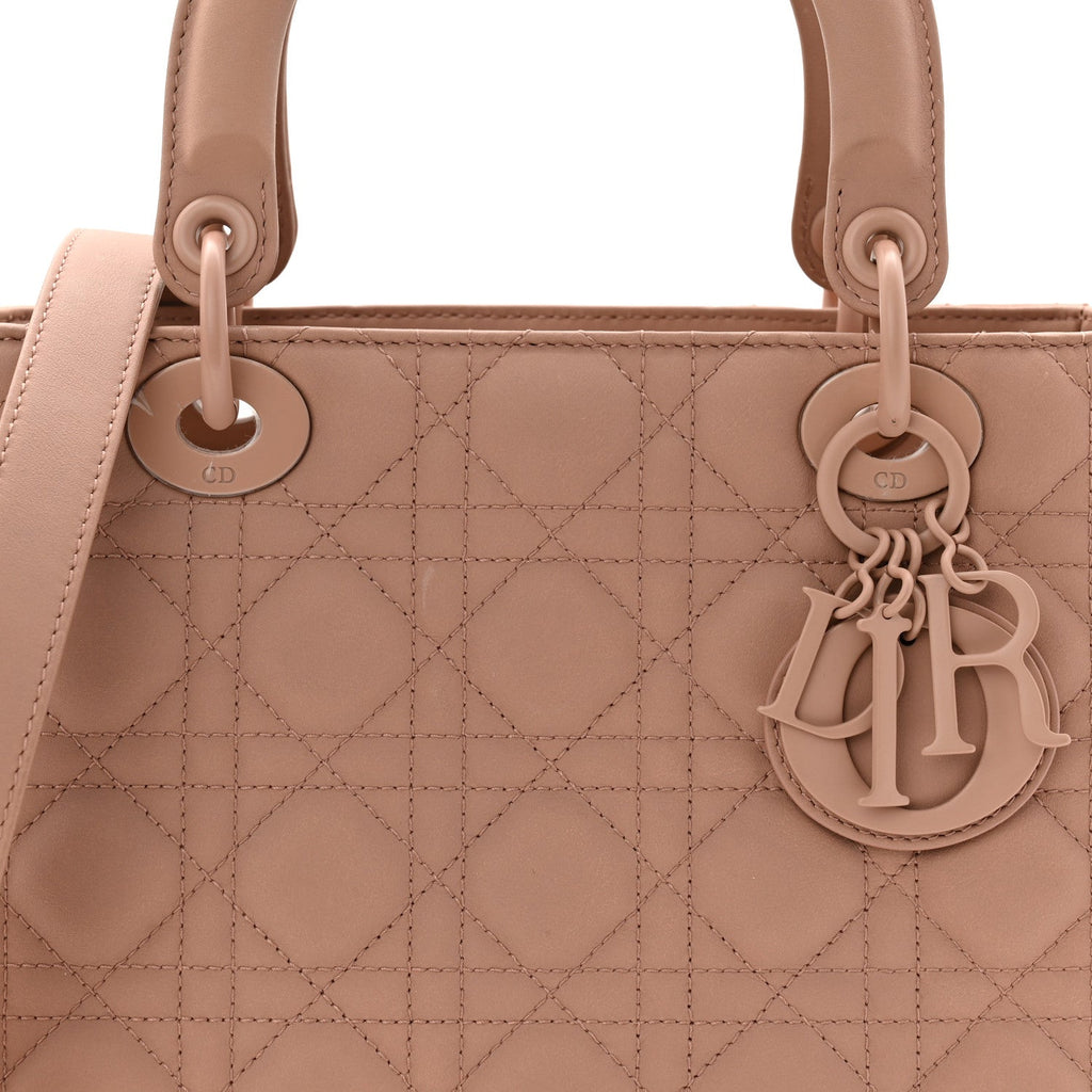 Ultra Matte Calfskin Cannage Medium Lady Dior Beige