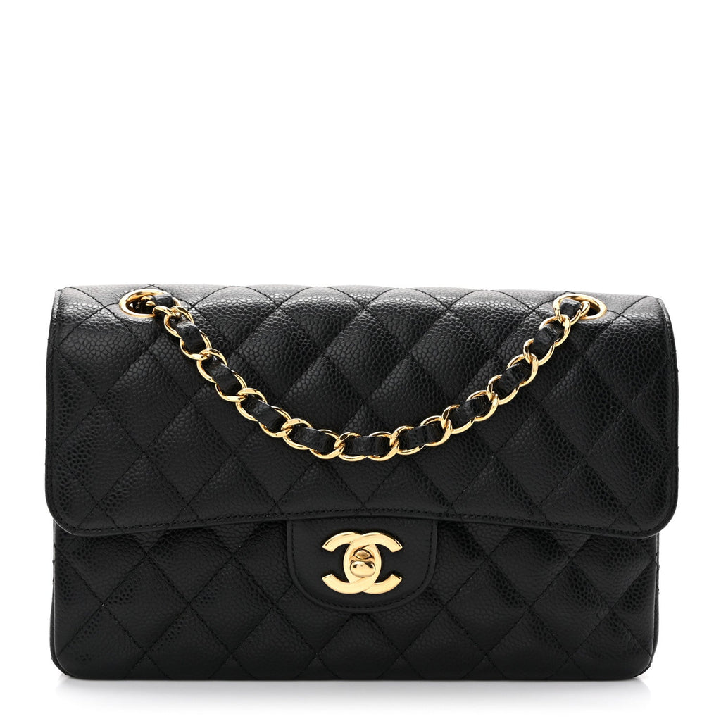 Caviar Quilted Small Double Flap Black