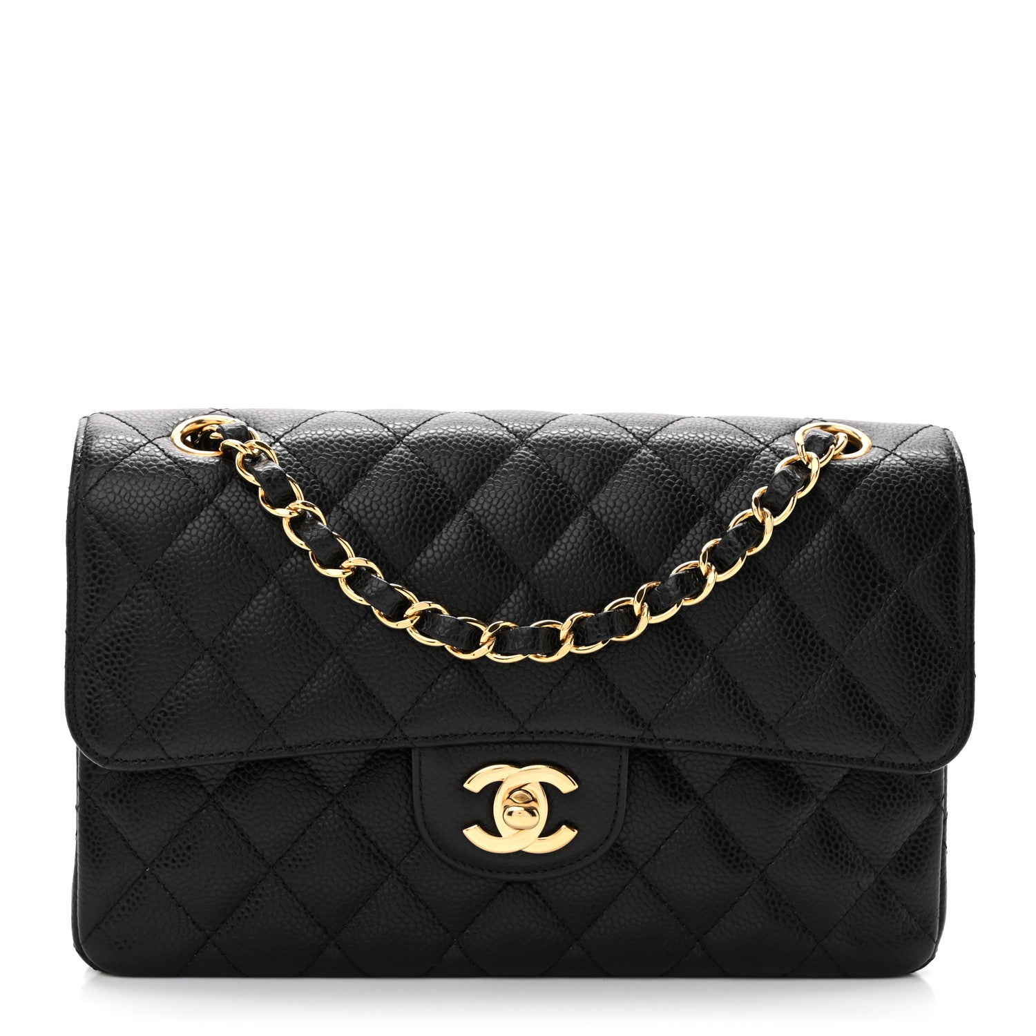 Caviar Quilted Small Double Flap Black