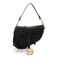 Grained Calfskin Saddle Bag With Strap Black