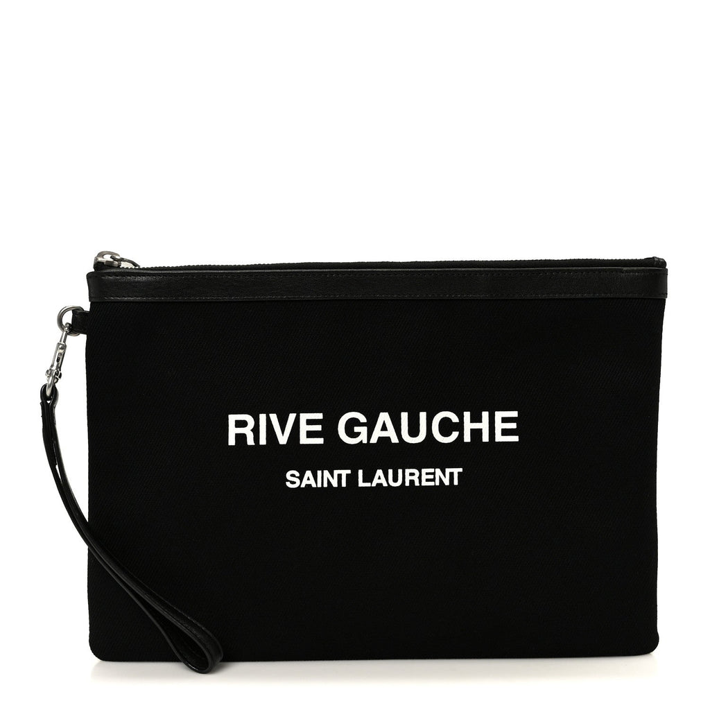 Linen Canvas Rive Gauche Zipped Pouch Black