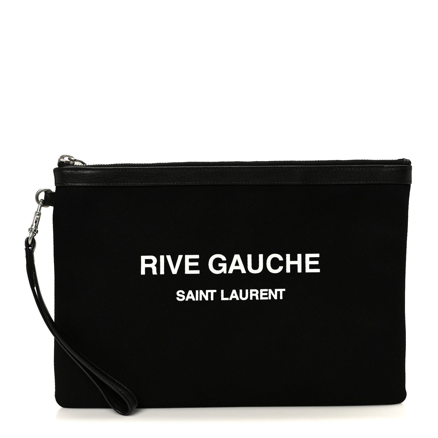 Linen Canvas Rive Gauche Zipped Pouch Black