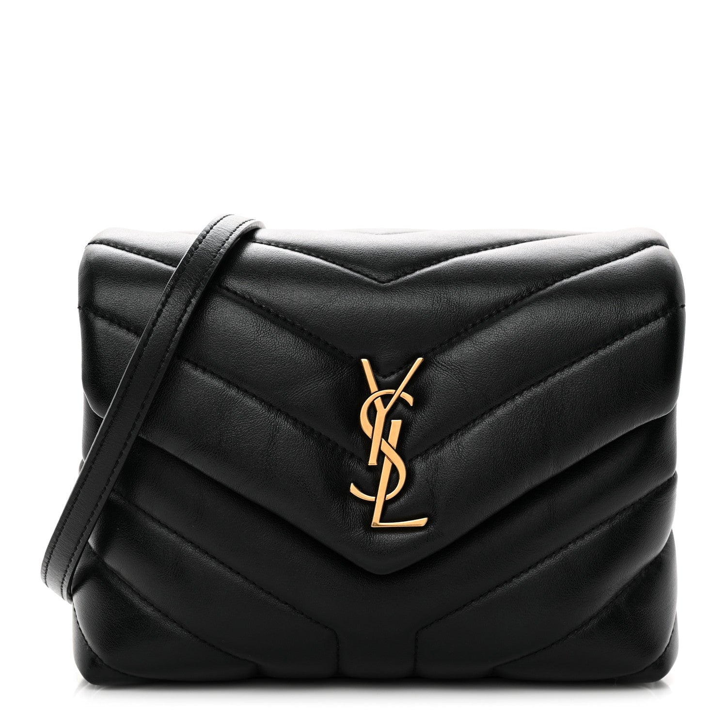 Calfskin Y Quilted Monogram Toy Loulou Crossbody Bag Black