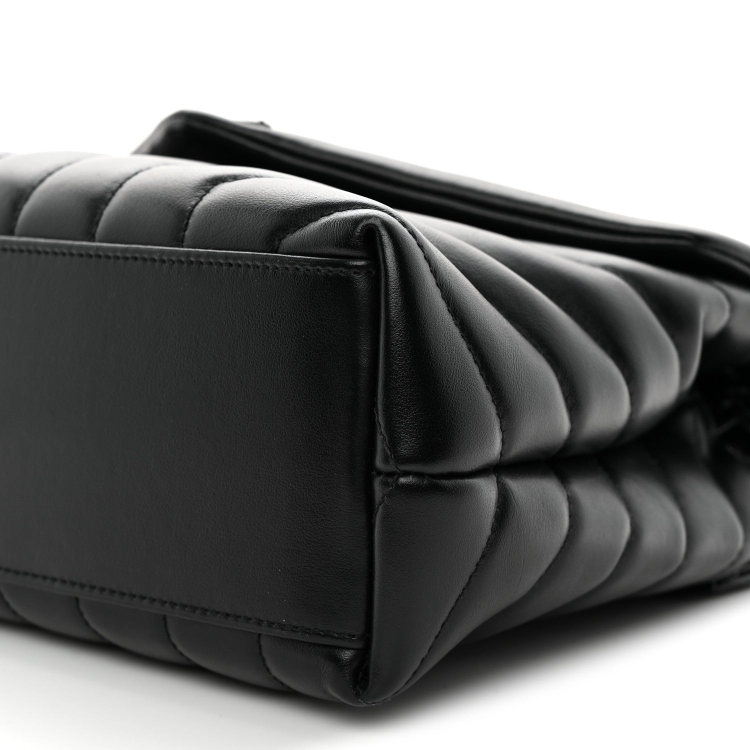 Calfskin Y Quilted Monogram Monochrome Small Loulou Chain Satchel Black