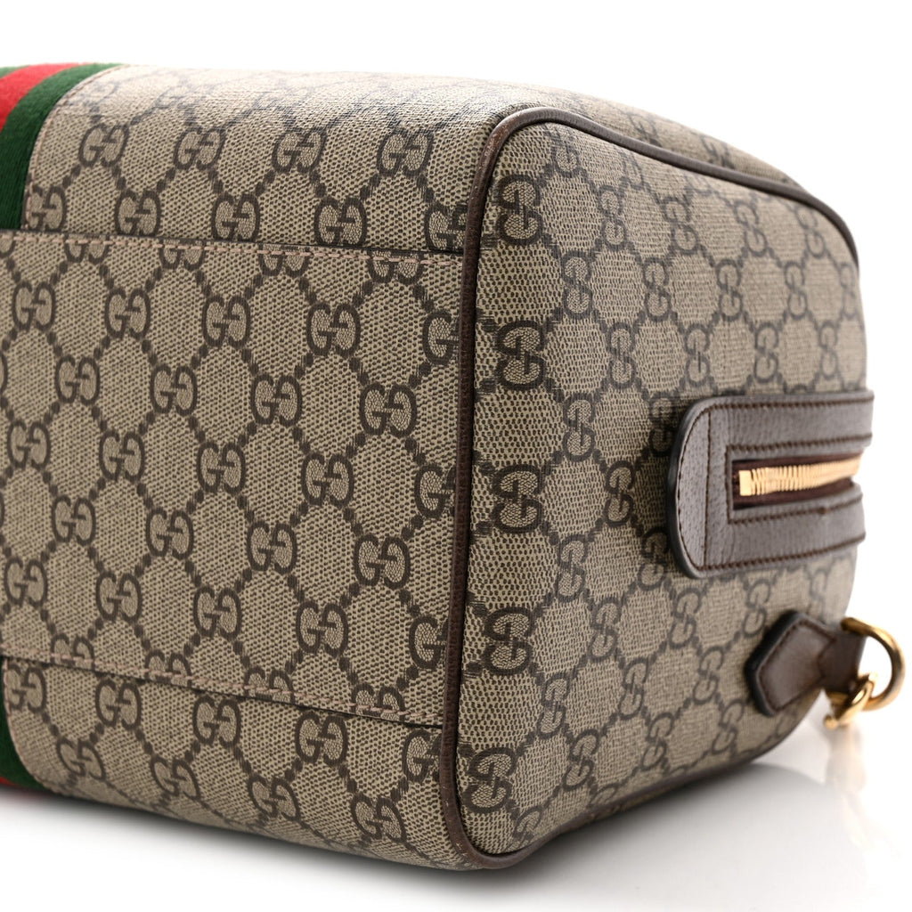 GG Supreme Monogram Web Medium Ophidia Top Handle Bag Beige Ebony
