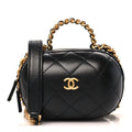 Lambskin Quilted CC Bubble Vanity Case With Chain Black