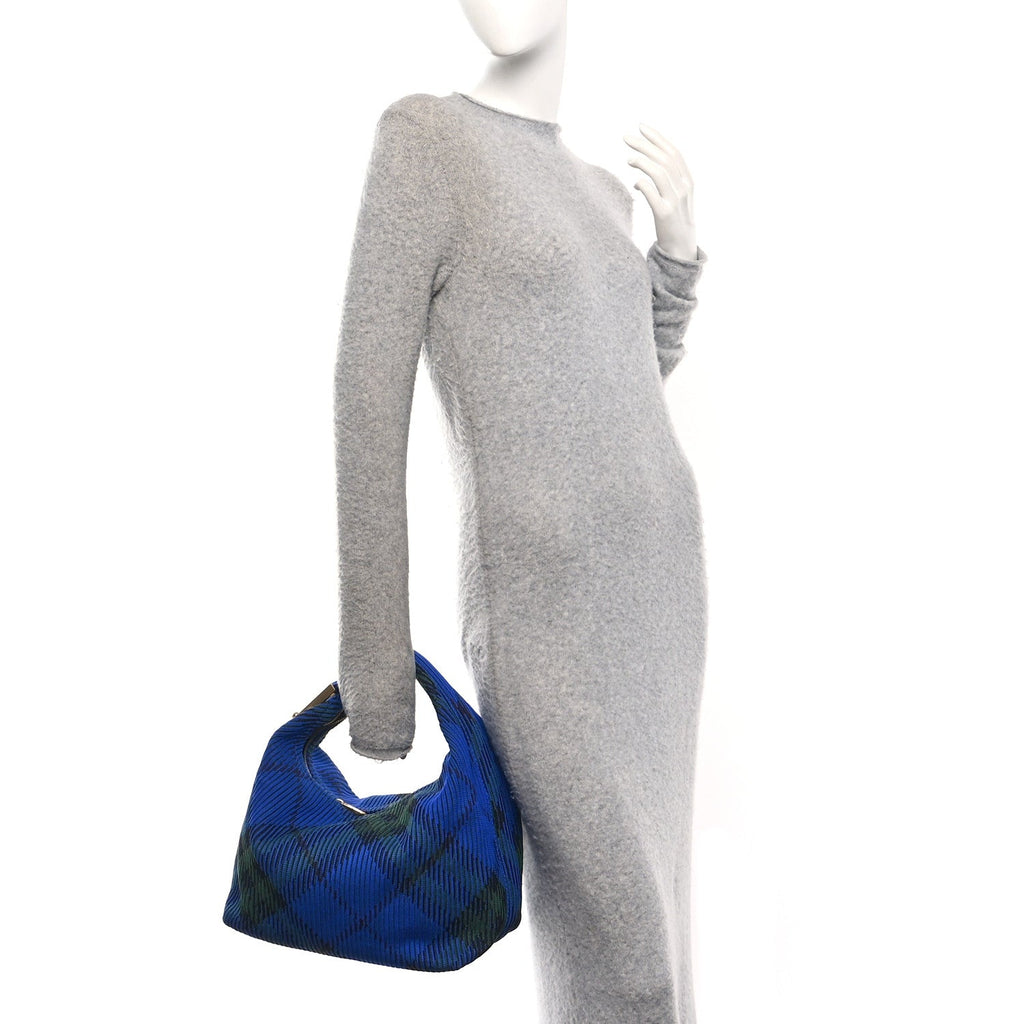 Canvas Knitted Check Peg Medium Duffle Bag Knight