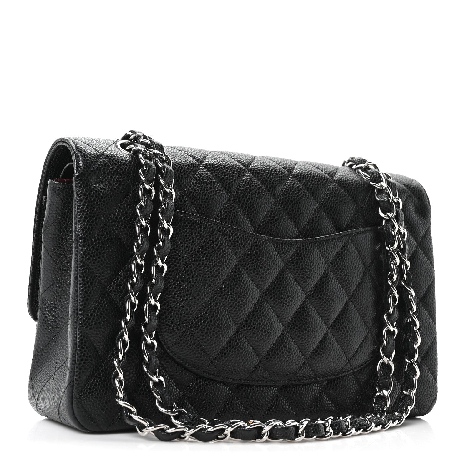 Caviar Quilted Medium Double Flap Black