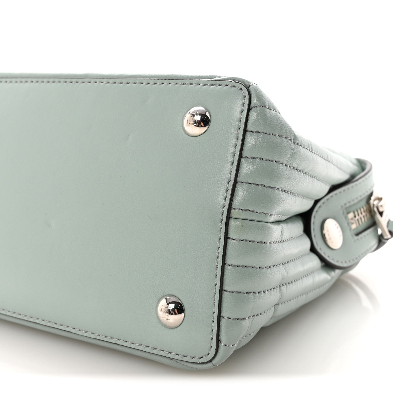 Shiny Nappa Trapuntata Small DotCom Click Top Handle Chain Satchel Light Blue