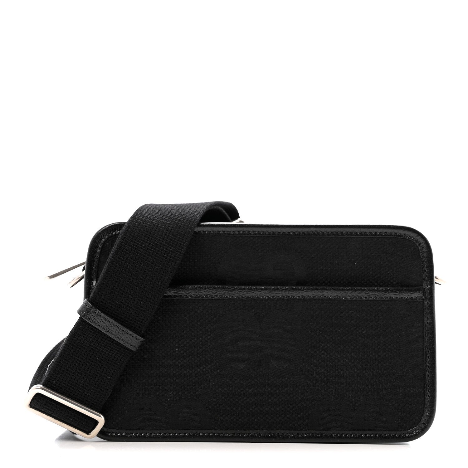Monogram Jumbo GG Textured Dollar Calfskin Web Mini Crossbody Bag Black