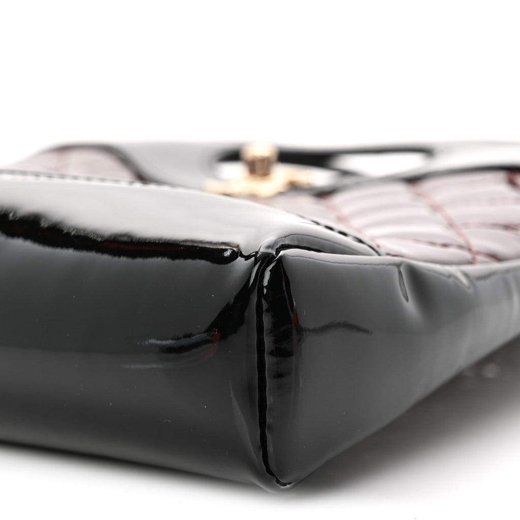 Patent Calfskin Quilted Mini 31 Shopping Bag Burgundy Black