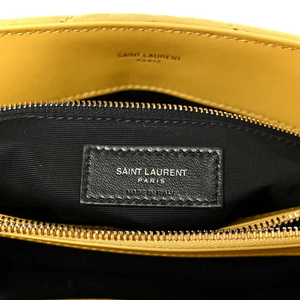 Suede Y Quilted Monogram Medium Loulou Chain Satchel Chartreuse
