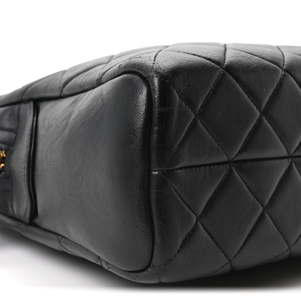 Lambskin Quilted Camera Case Black