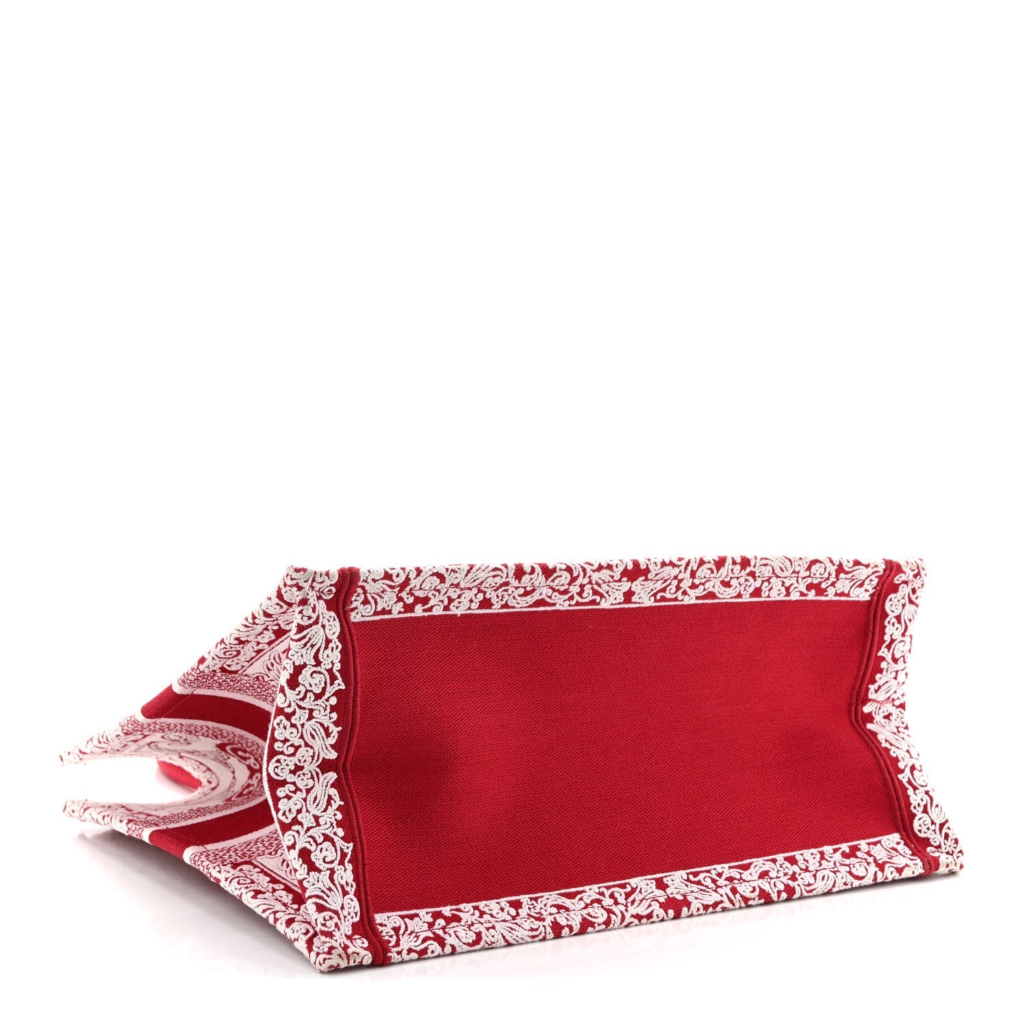 Canvas Embroidered Medium Book Tote Red White