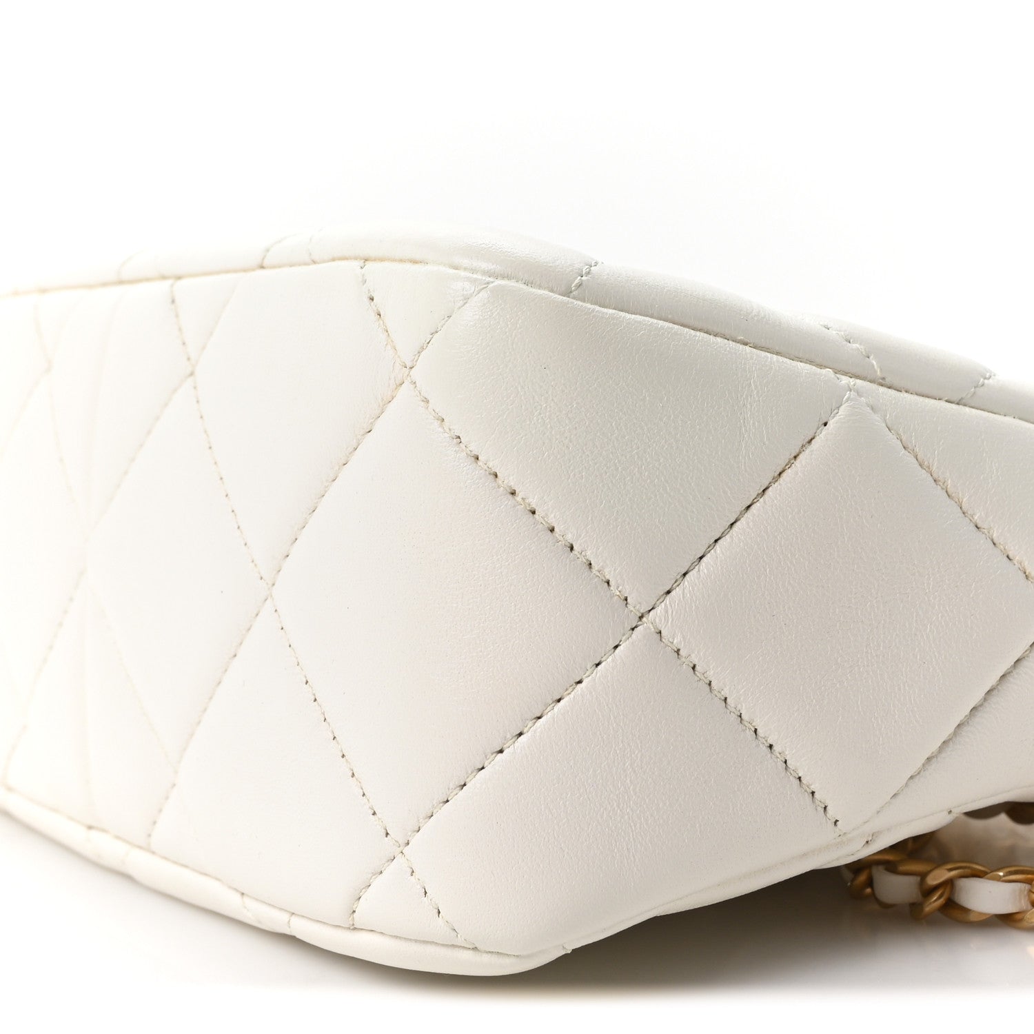 Lambskin Quilted Mini Pearl Crush Hobo White