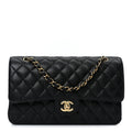 Caviar Quilted Medium Double Flap Black