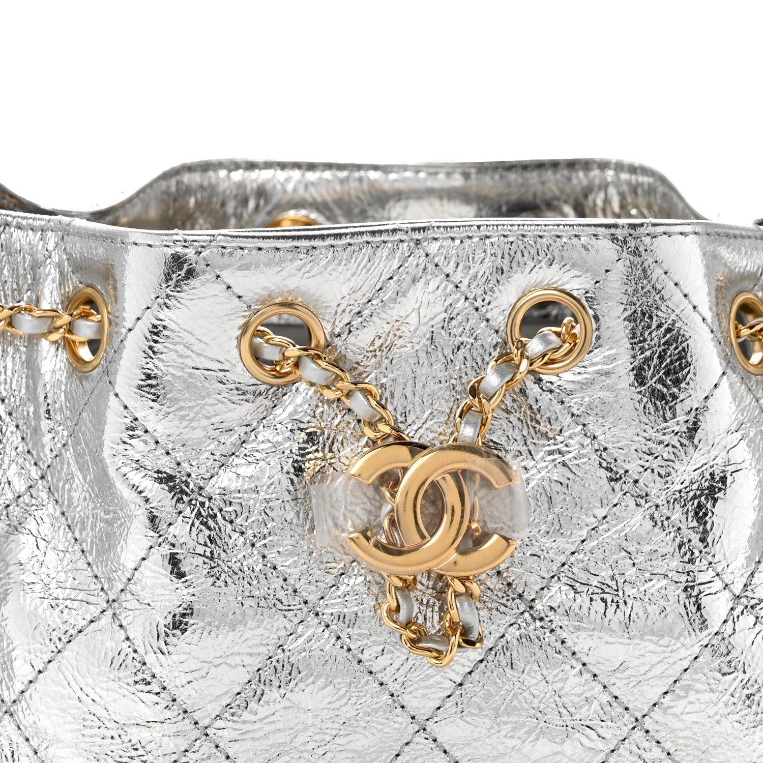 Metallic Aged Calfskin Quilted Mini Chanel 25 Handbag Silver