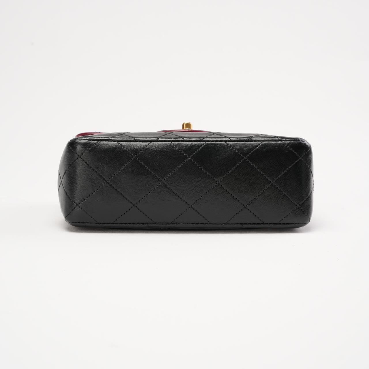Chanel Vintage Mini Square Flap Bag Lamb Black Red 1991