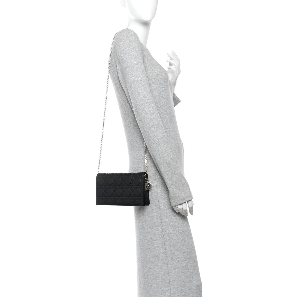 Lambskin Cannage Lady Dior Pouch Black