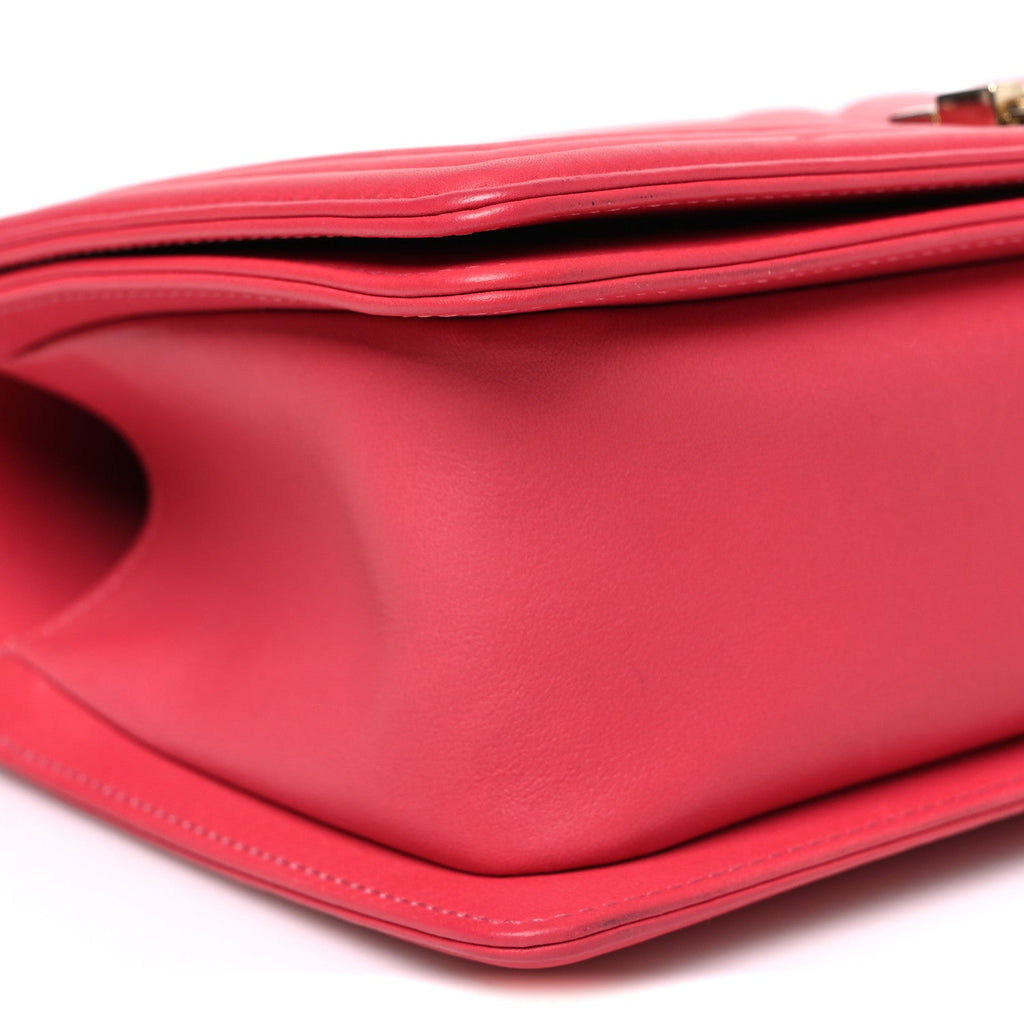 Calfskin Chevron Quilted Medium Boy Flap Pink