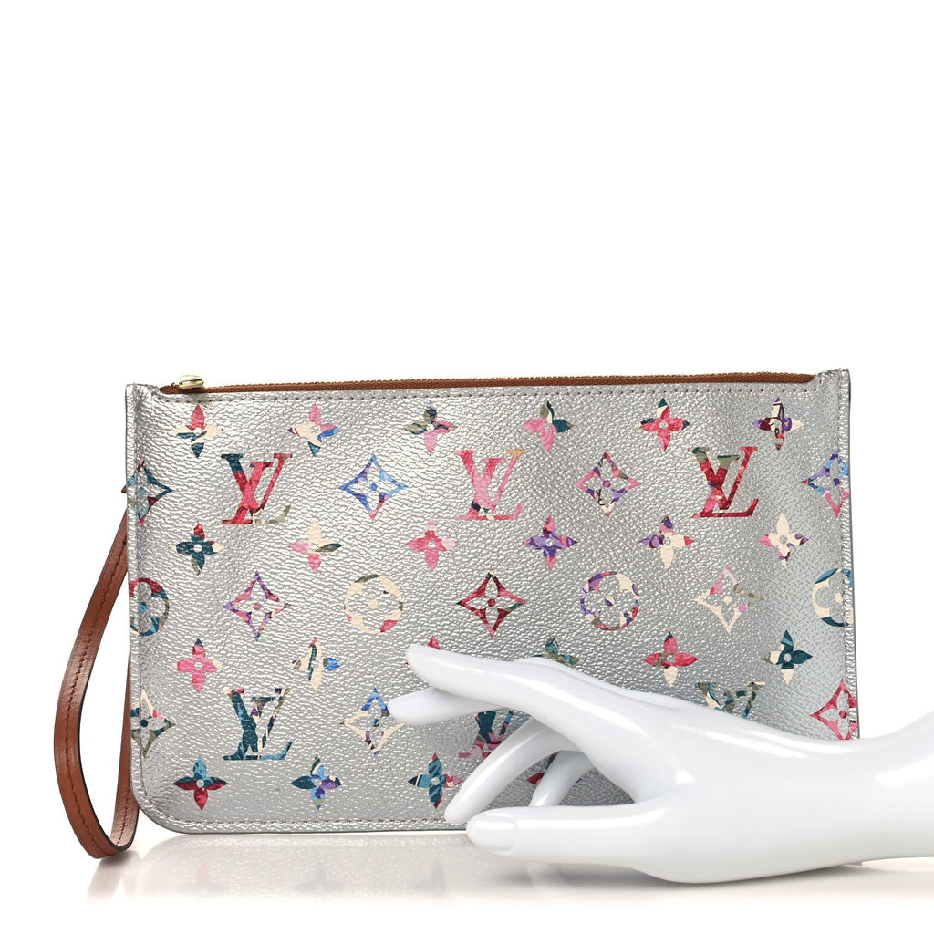 Metallic Monogram LV Garden Neverfull MM GM Pochette Silver
