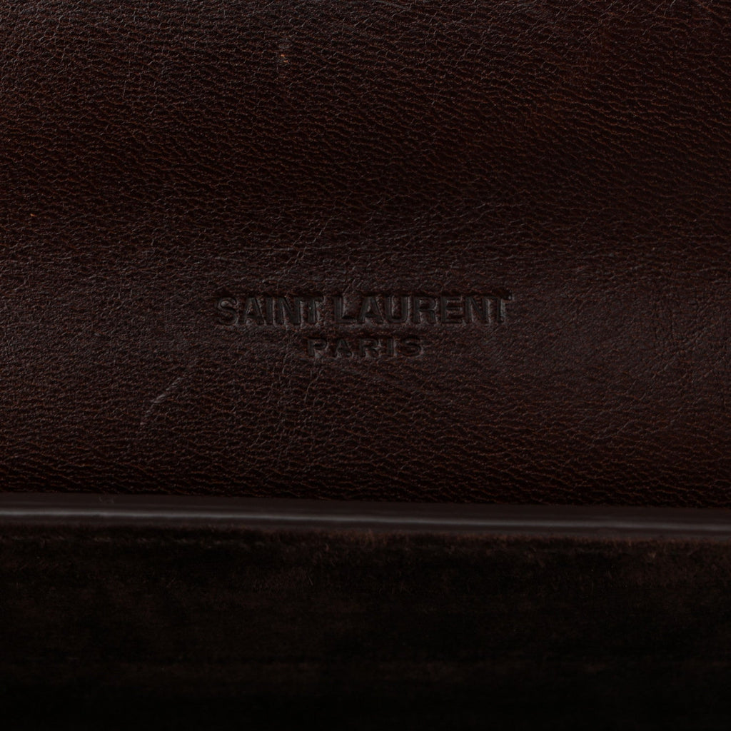 Calfskin Monogram Woven Small Kaia Satchel Burnt Brown