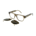 Dior Eyeglasses Square Full Rim, Shiny Brown Frame and Clear Blue Light Block with Magnetic Clip-On Brown Lens CDDIAMONDOS10I64BB