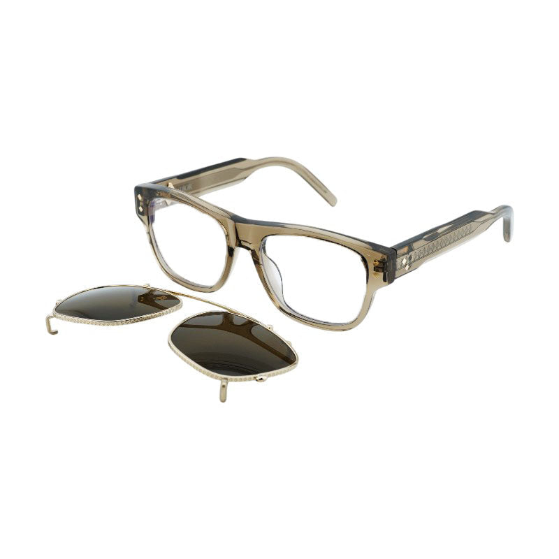 Dior Eyeglasses Square Full Rim, Shiny Brown Frame and Clear Blue Light Block with Magnetic Clip-On Brown Lens CDDIAMONDOS10I64BB
