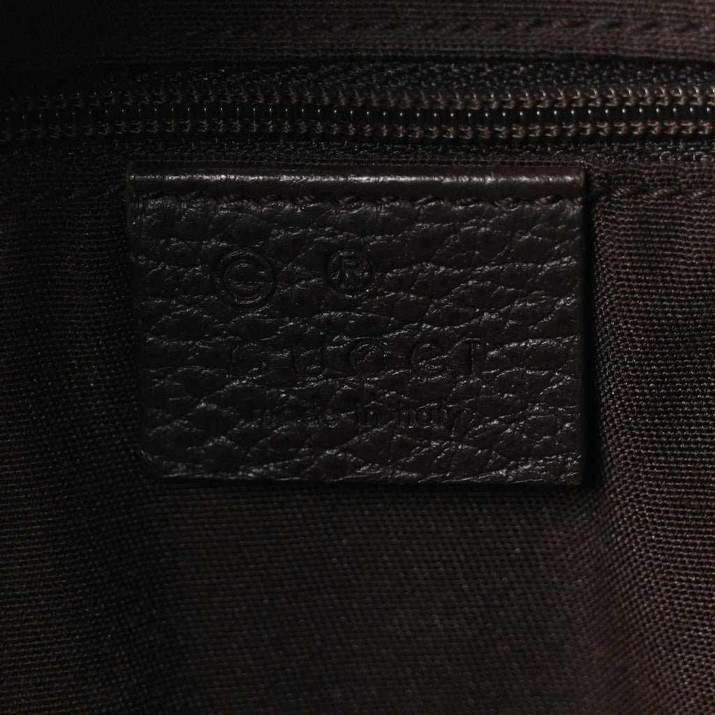 Calfskin Bamboo Top Handle Tote Dark Brown