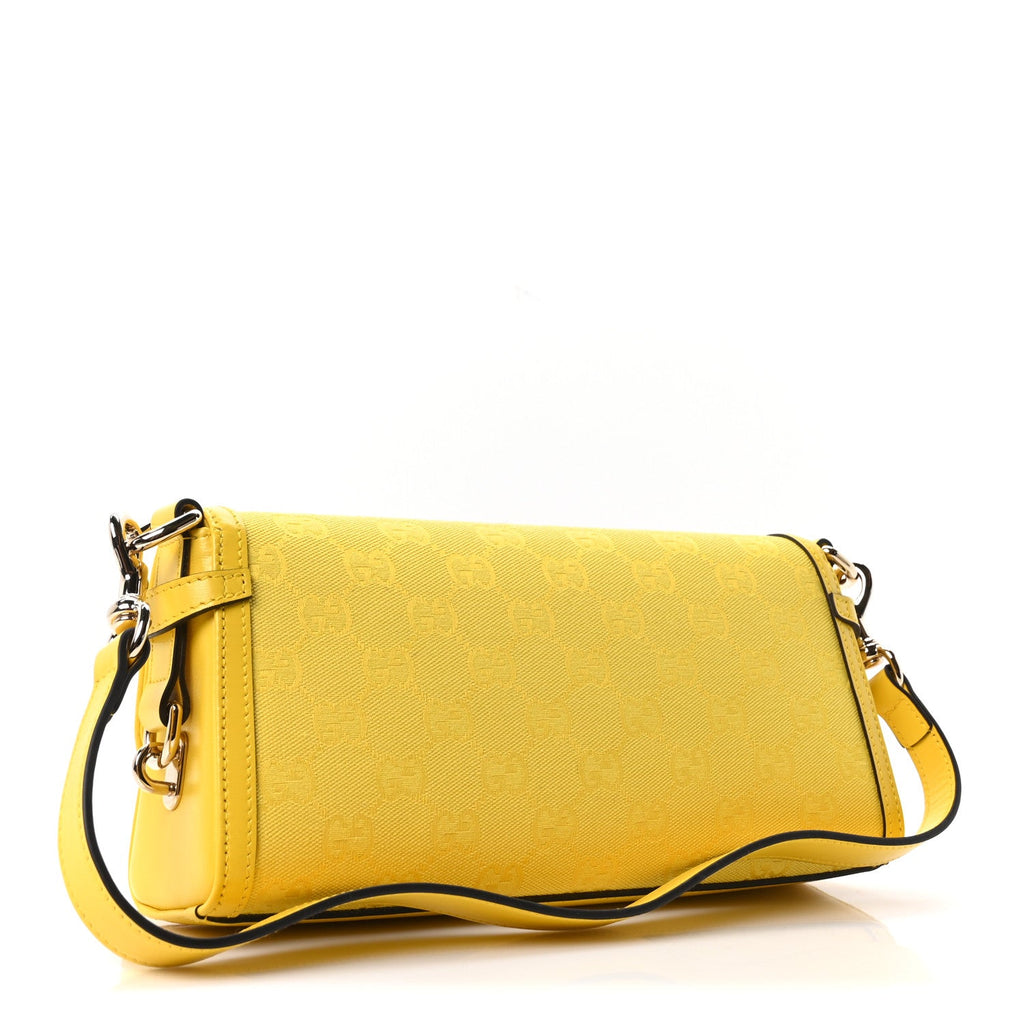 GG Monogram Textured Dollar Calfskin Small Luce Shoulder Bag Yellow
