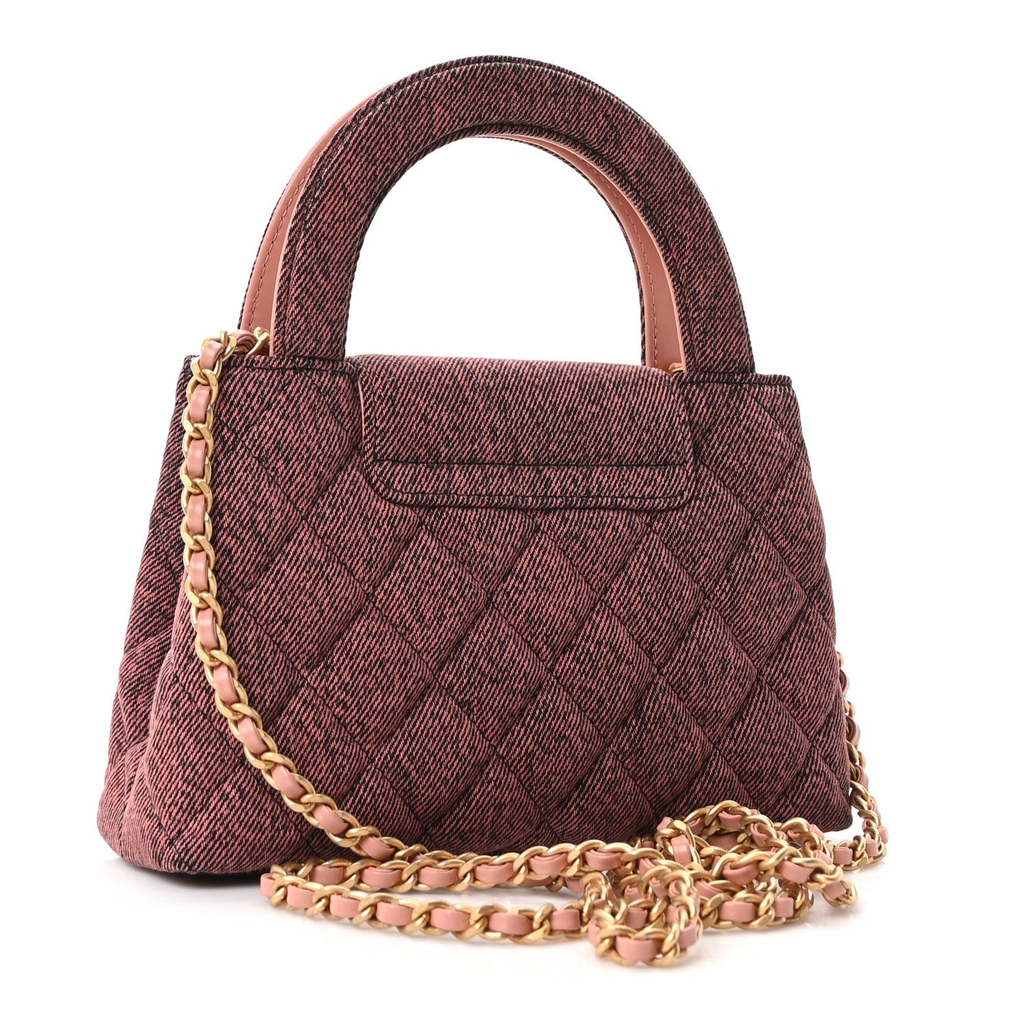 Denim Quilted Nano Kelly Shopper Orange Black