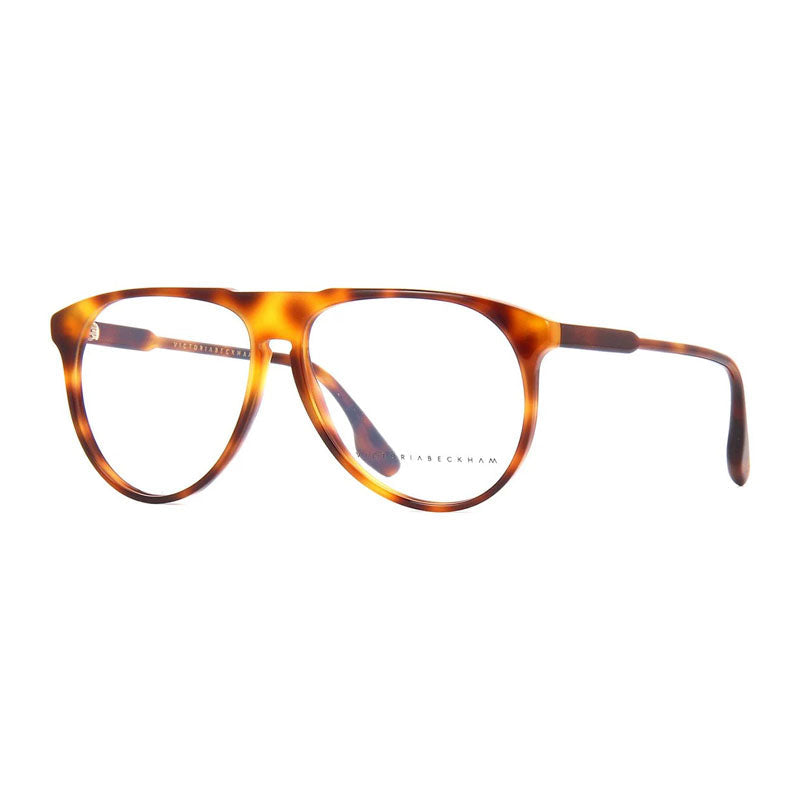 Victoria Beckham Eyeglasses Aviator Full Rim, Havana Frame and Clear Demo Lenses Lens VB2602215