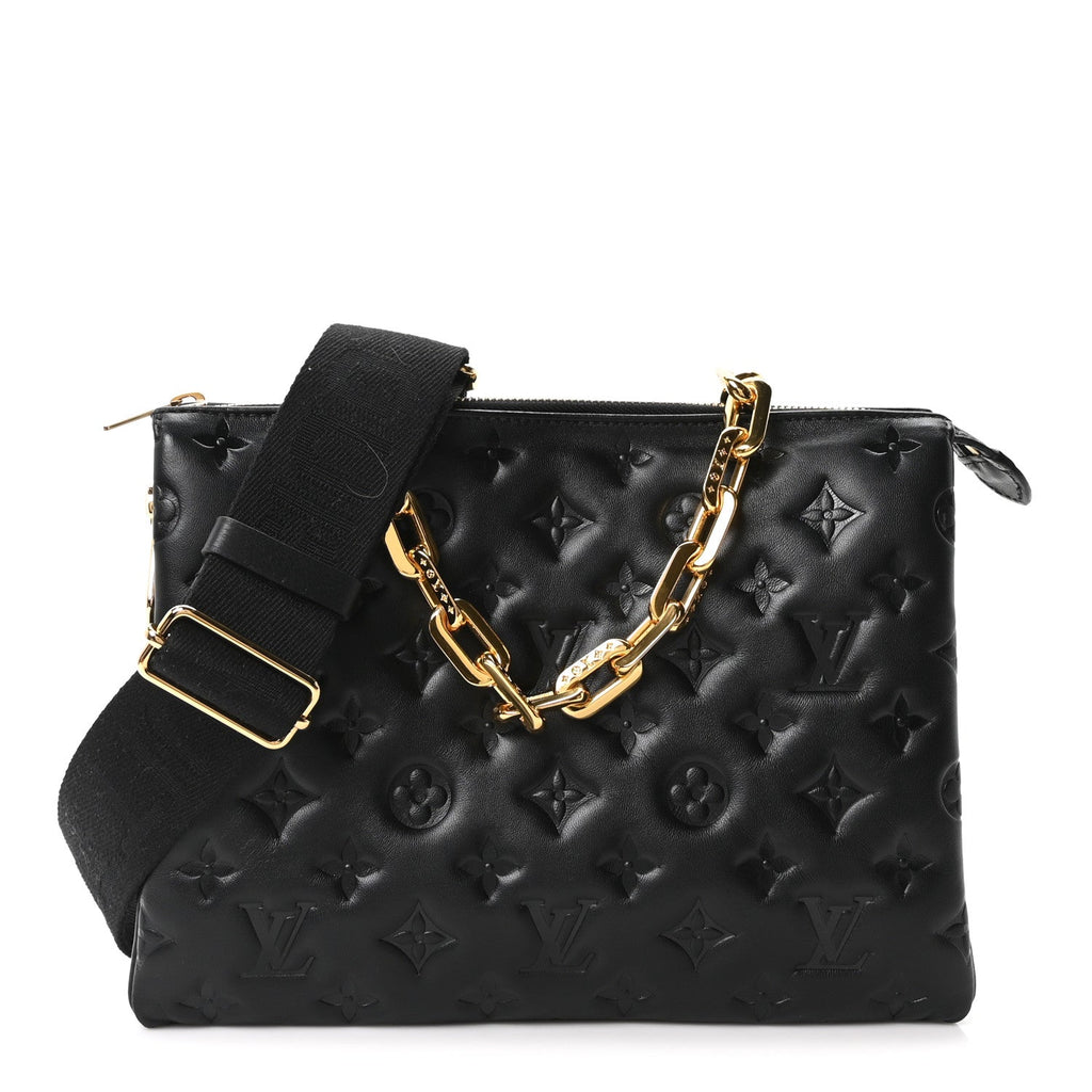 Lambskin Embossed Monogram Coussin PM Black