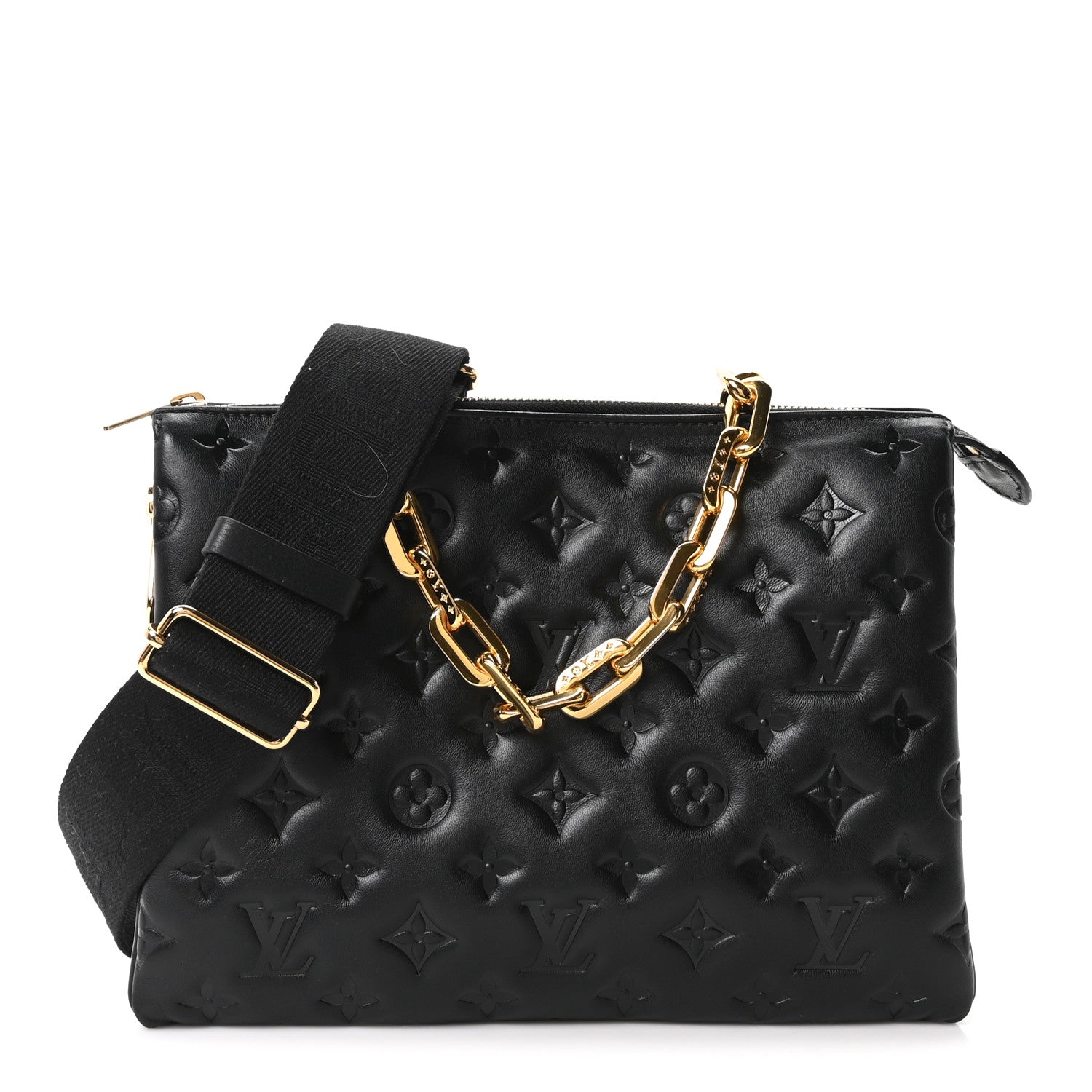 Lambskin Embossed Monogram Coussin PM Black